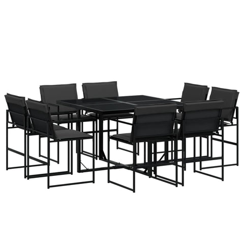vidaXL Textilene 9-Piece Garden Dining Set with Cushions Black