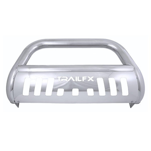 TrailFX Grill Guard Fits Dodge Ram 1500 2002-2005 Polished Stainless Steel 3-Inch Bull Bar with Skid Plate and Light Mounts TrailFX 8923342