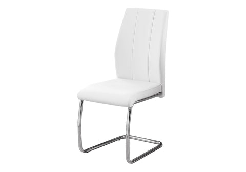 Monarch Specialties 2 Piece DINING CHAIR-2PCS/ 39" H/WHITE LEATHER-LOOK/CHROME, 17.25" L x 20.25" D x 38.75" H