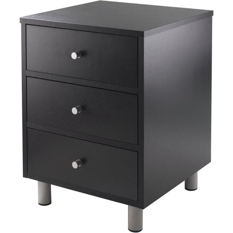 Oakestry Daniel Accent Table Black Small Nightstand for Living Room Bedroom Office Compact Wooden End Table with Drawer and Shelf Minimalist Nightstand Space Saving Storage Classic Furniture