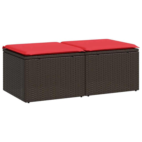 vidaXL 2 Piece Patio Sofa Set with Cushions Brown Poly Rattan Acacia, Garden Sofa Set, Garden Lounge Set, Poly Rattan Sofa Set, Outdoor Sofa Set