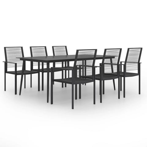 vidaXL Patio Dining Set 7 Piece Outdoor Garden Terrace Yard Patio Table and Chair with Backrest Seating Seat Sitting Chair Dining Set Furniture