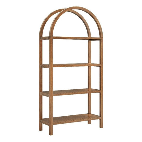 Modway Vexley 72 Inch Large Arched Bookshelf in Walnut – Modern Pine and Acacia Open Display Bookcase for Living Room, Office, Reading Nook