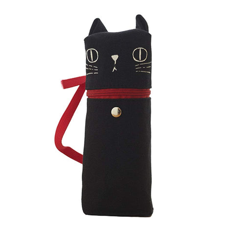 Cute Standable Black Daze Cat Pencil Pen Holder with Handle for Students Office