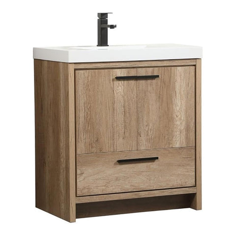 Elegant Decor Wyatt 30" Aluminum MDF Single Bathroom Vanity in Natural Oak