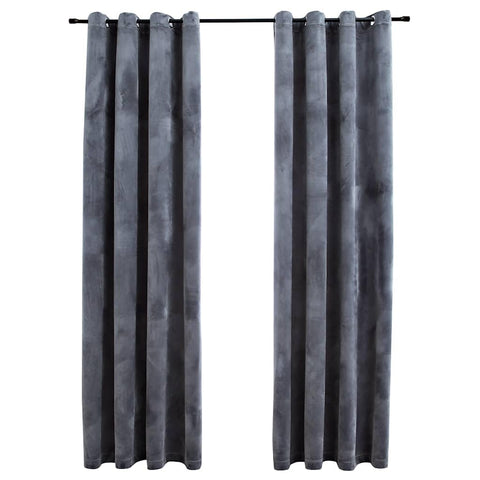 vidaXL Curtains 2 Pcs, Blackout Curtains for Bedroom Living Room, Window Blinds with Rings, Darkening Curtains Drapery, Anthracite Velvet