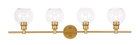 Living District Collier 4-Light Metal Wall Sconce in Brass and Clear Glass