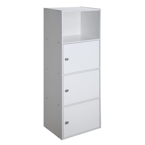 Convenience Concepts Xtra Storage Three-Door Bookcase in White Wood Finish