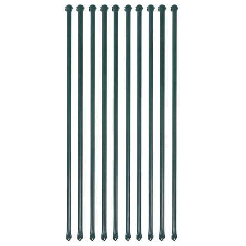 vidaXL Green Metal Garden Posts- Heavy-Duty, Rustproof and Water-Repellent, 39.4" Length, Suitable for Trees, Shrubs and Vines, Set of 10