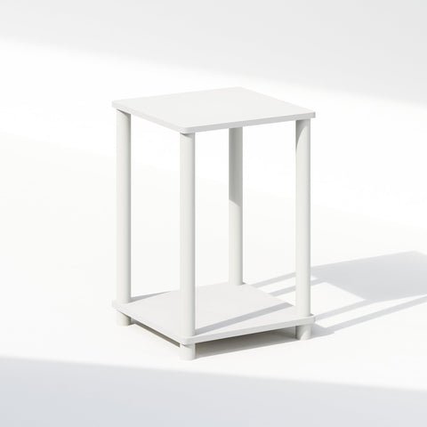 Furinno Turn-N-Tube Night Stand, 2-Tier Open Shelf Design Nightstand, Toolless Bedside Table, End Table, Side Table, for Bedroom, Closet, Dorm, White