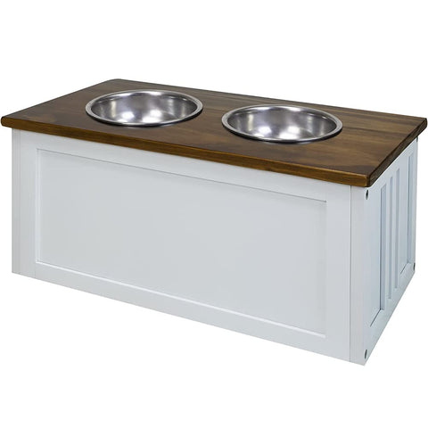 Oakestry Wooden Capacity Stand pet Feeder pet Feeder Station Wooden pet Feeder with Metal Frame Wooden pet Feeder with Metal 2 Bowls