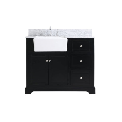 Elegant Decor Franklin 42" Wood Single Bathroom Vanity with Backsplash in Black