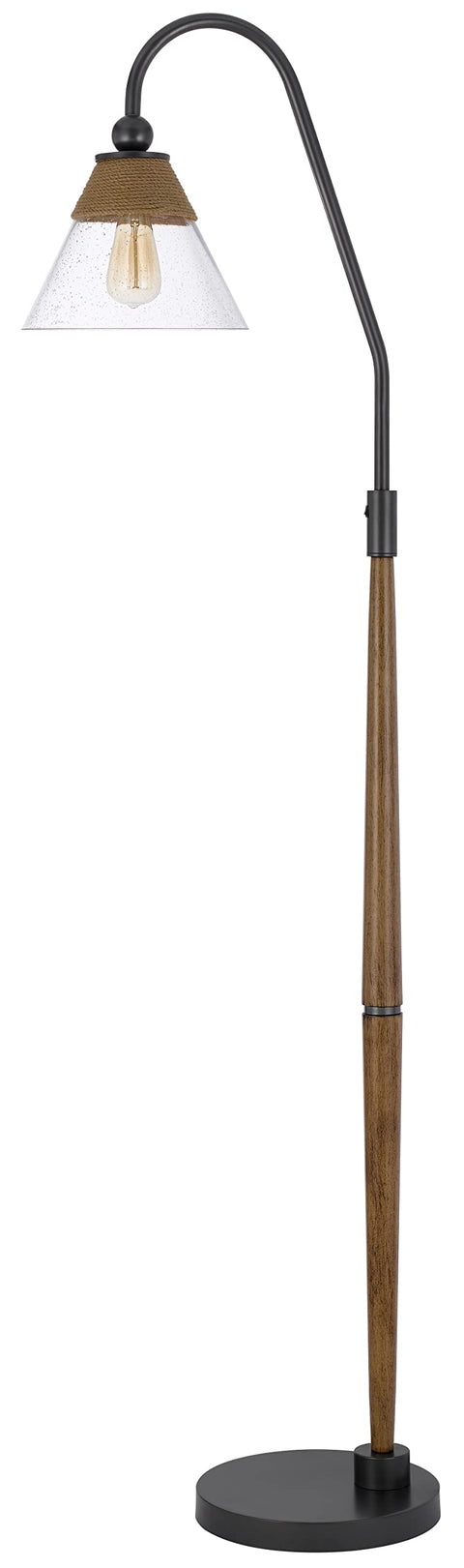 Cal Lighting BO-3128FL 60W Hinton Downbridge Rubber Wood/Metal Floor Lamp with Glass Shade