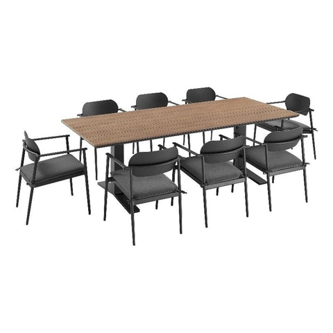 Modway Aeris 9-Piece Outdoor Patio Dining Set in Charcoal