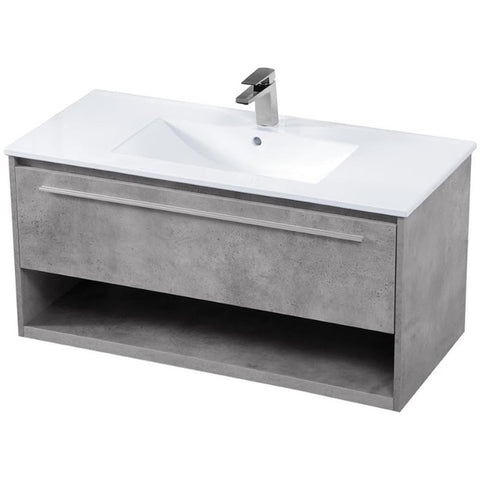 40 Inch Single Bathroom Floating Vanity in Concrete Grey