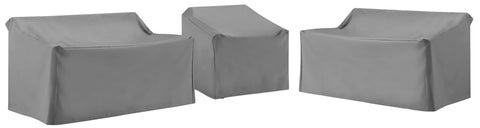 3Pc Outdoor Sectional Furniture Cover Set Gray - 2 Loveseats & 1 Chair
