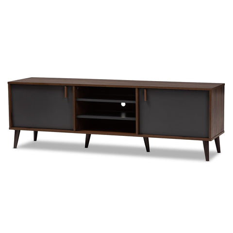Baxton Studio Samuel Modern TV Stand in Brown and Dark Grey