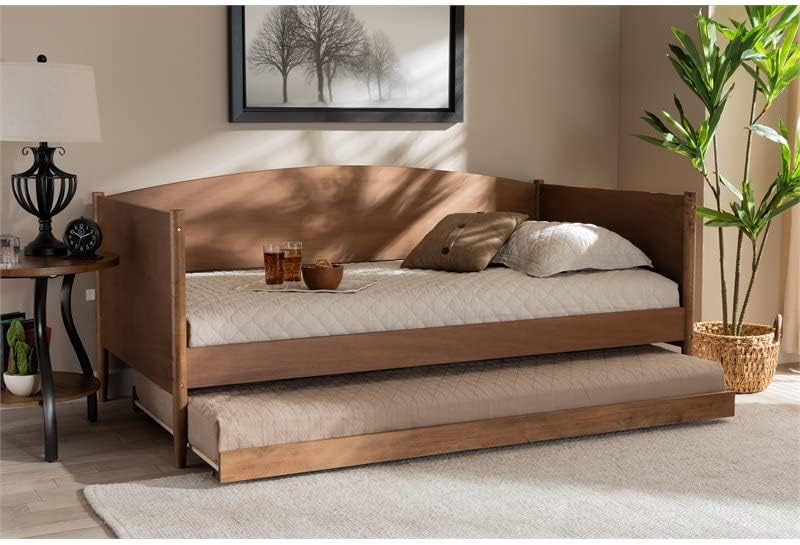 Baxton Studio Veles Ash Brown Finished Wood Daybed with Trundle