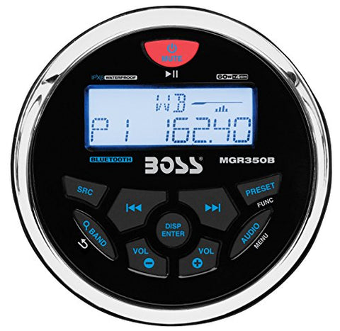 BOSS Audio Systems MCKGB350B.6 Weatherproof Marine Gauge Receiver and Speaker Package - IPX6 Receiver, 6.5 Inch Speakers, Bluetooth Audio, USB, MP3, AM/FM, NOAA Weather Band Tuner, No CD Player