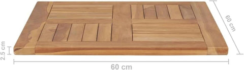 Teak Wood Square Table Top Outdoor Indoor Dining Surface Smooth Fine Sanded Solid Hardwood Patio Bistro Bar Counter Customizable Legs Replacement Surface Premium Finished Top