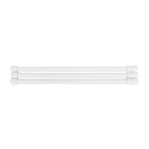 Camco 44053 28" RV Refrigerator Bar, Holds Food and Drinks in Place During Travel, Prevents Messy Spills, Spring Loaded and Extends Between 16" and 28" - White (3 Pack) (44074)