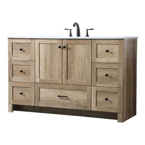 Elegant Kitchen and Bath Soma 54" Solid Wood Single Bathroom Vanity in Oak