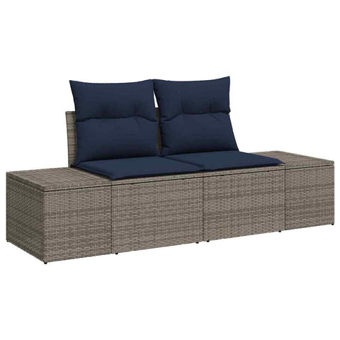 vidaXL Garden Sofa with Cushion Gray 184 x 62 x 85cm Poly Rattan,
