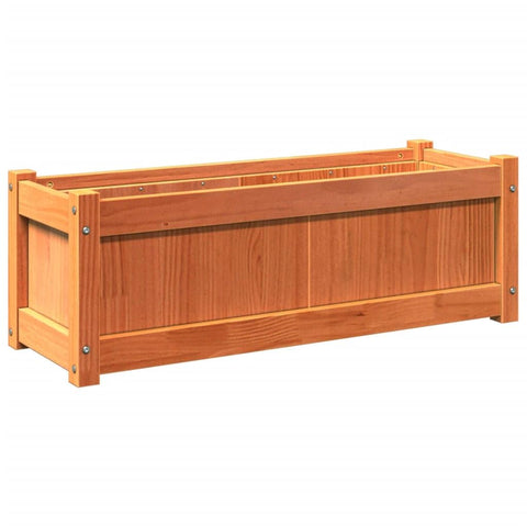 vidaXL Garden Planter Decorative Outdoor Flower Box - 35.4x12.2x12.2 inches, Wax Brown Pine Wood Rectangle - Ideal for Gardens, Balconies, Patios