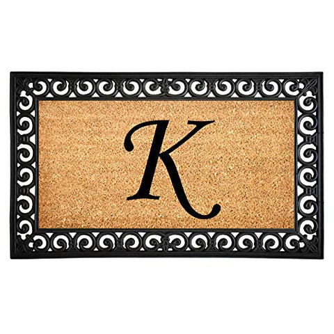 Calloway Mills 104131830 Gabriel Monogram Doormat, 18" x 30" (Letter K)