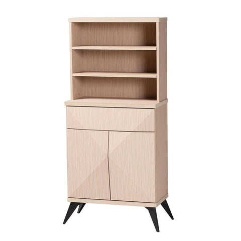 Baxton Studio Draper Two-Tone Light Brown and Black Wood Kitchen Cabinet