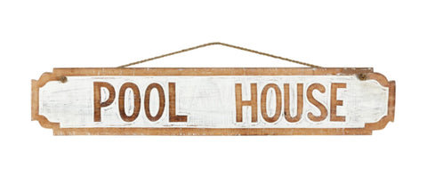 RAM Outdoor Decor Wooden Pool House Hanging Wall Art Sign
