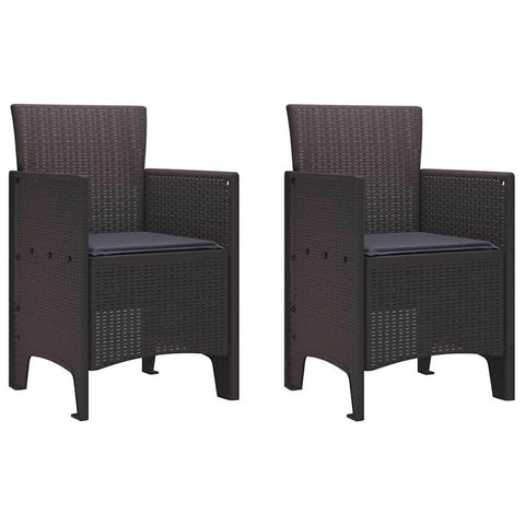 vidaXL Garden Chair 2 pcs Brown 20.87 x 19.29 x 33.46 in Polypropylene, Garden & Terrace, Stylish Armchair, Rectangle Outdoor Seat, Tough Patio Chair, Comfy Lounge for Chillin