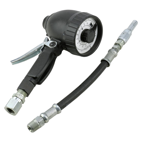 Lincoln 877 Mechanical Fluid Dispense Meter with Odometer Style Totalizer for Petroleum, Synthetic-Based Oil, ATF, Gear Lube and Antifreeze, 16 Quart Dial, 4 GPM, 10" Flex Hose, in-line Swivel