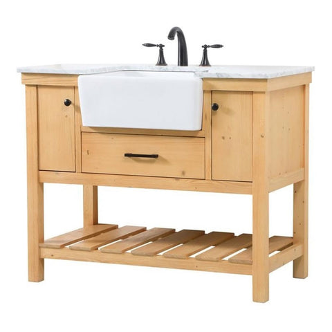 Elegant Decor Clement 42" Aluminum MDF Single Bathroom Vanity in Natural Wood
