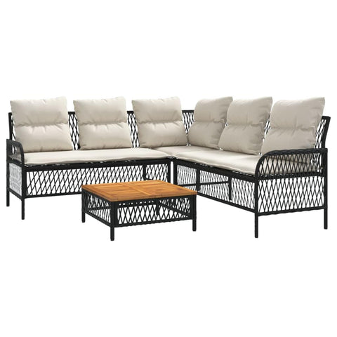 vidaXL Garden Sofa Set Black, Cream White