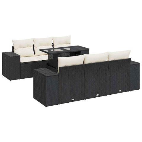 vidaXL 7 Piece Patio Sofa Set with Cushions Black Poly Rattan, Garden Sofa Set, Garden Lounge Set, Poly Rattan Sofa Set, Outdoor Sofa Set