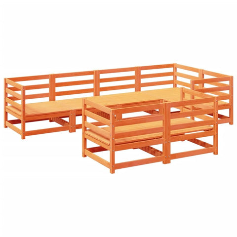 vidaXL 7-Piece Garden Sofa Set Wax Brown Solid Pine Wood