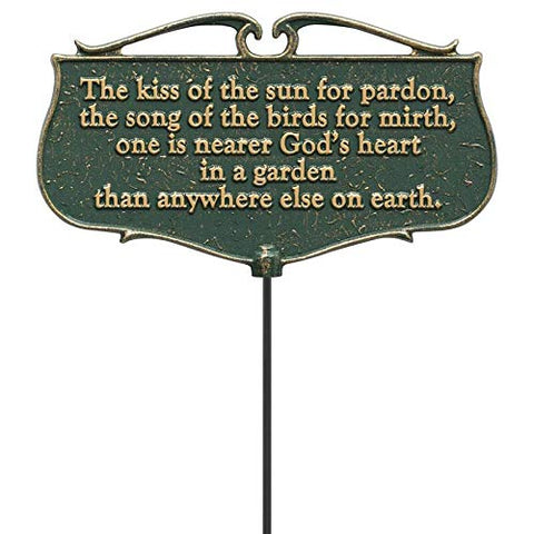Whitehall Products 10046 The Kiss of the Sun... - Garden Poem Sign in Green and Gold