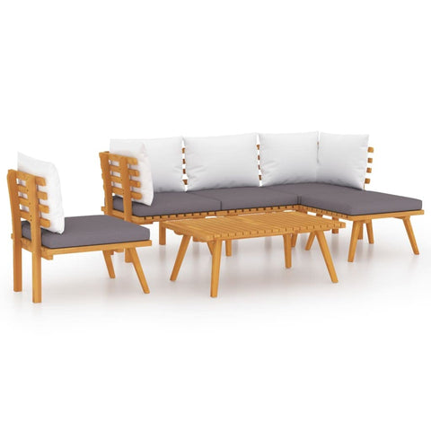 vidaXL Solid Acacia Wood Garden Lounge Set in White/Gray