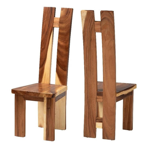 bali & pari Lin Wood Dining Chair Set of 2 - Solid Wood Chair with Grain Pattern