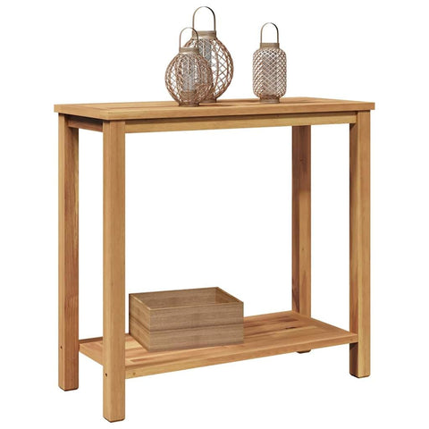 vidaXL Console Table Brown 33.46 x 13.78 x 29.53 in Solid Teak Wood, Outdoor Console Table, Chic Teak Wood Storage, Sturdy Garden Furniture for Patio, Terrace, and Style