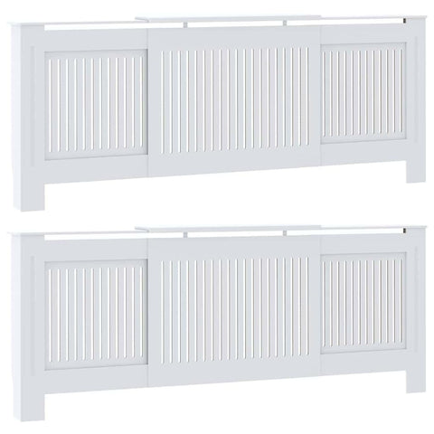 vidaXL Radiator Cover 2 pcs White 80.71 x 8.07 x 32.09 in, Trendy Rectangular Radiator Cover, Wood Heat Shield, Safe Kid-Friendly Decor for Your Living Room