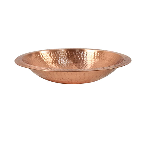 Oakestry Hammered Solid Copper Bowl Rimmed Edge Outdoor Garden Wildlife Water Dish Yard Patio Landscape Accent