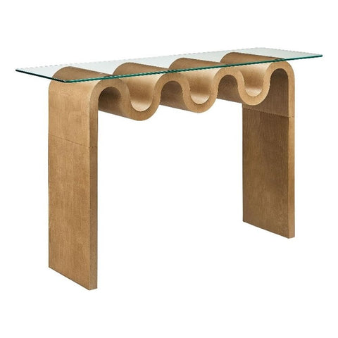 Modway Ondine Glass Console Table in Natural