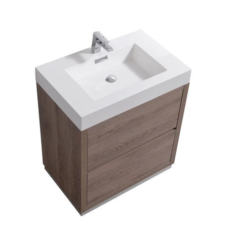 Bliss 30" Butternut Free Standing Modern Bathroom Vanity