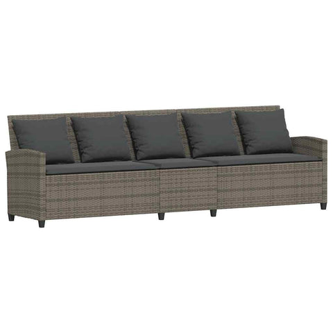 vidaXL Patio Sofa 5-Seater - Gray Poly Rattan with Cushions for Outdoor, Garden, Deck & Patio - Durable & Comfortable - 110.2"x27"x34.4"