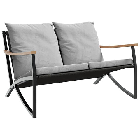vidaXL Patio Bench with Cushions - Comfortable Textilene Fabric, Removable Covers, Black Powder-Coated Steel Frame, Perfect for Garden, Deck, or Patio - 47.2"x 31.9"x 26.8"
