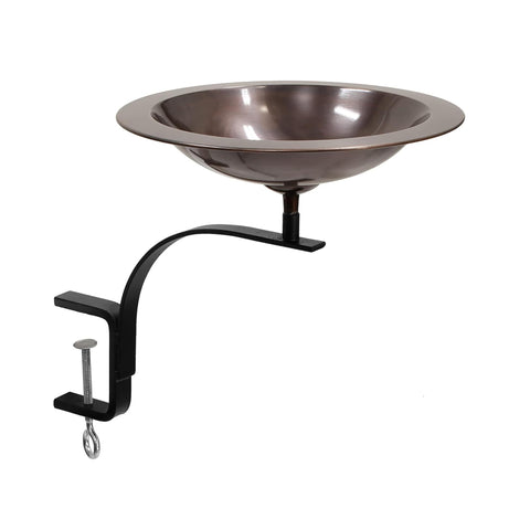 Oakestry Rail Mount Bracket Birdbath Antique Copper Elevated Balcony Deck Railing Patio Garden Wildlife Hydration Décor