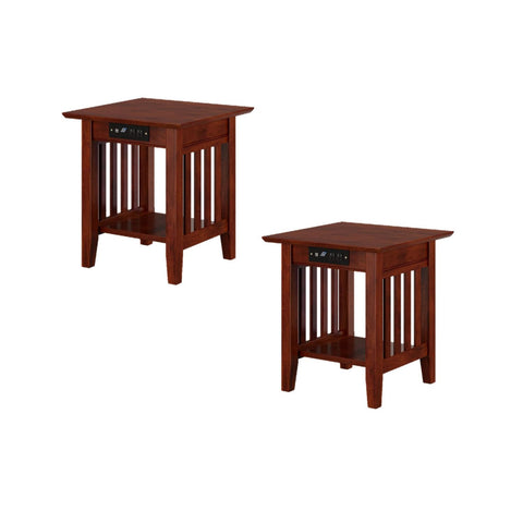 Mission End Table Set of 2 with Charger AW