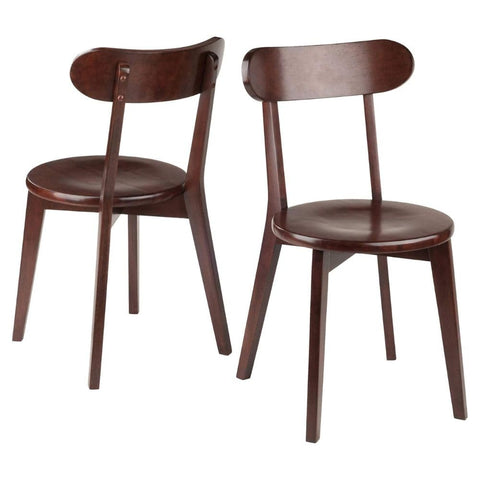 Oakestry Wood Pauline 2-Piece Chair Set Walnut Finish Solid Wood Dining Chairs with Curved Back and Tapered Legs Compact and Stylish Seating for Kitchen or Dining Room